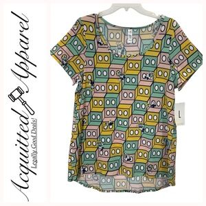 LuLaRoe Disney Mickey Colorful Geometric Print Top L